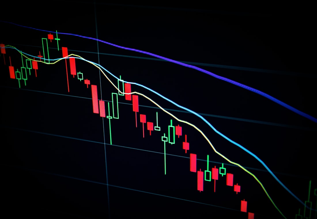 A financial candlestick chart, standing in for a payments platform's cloud spend